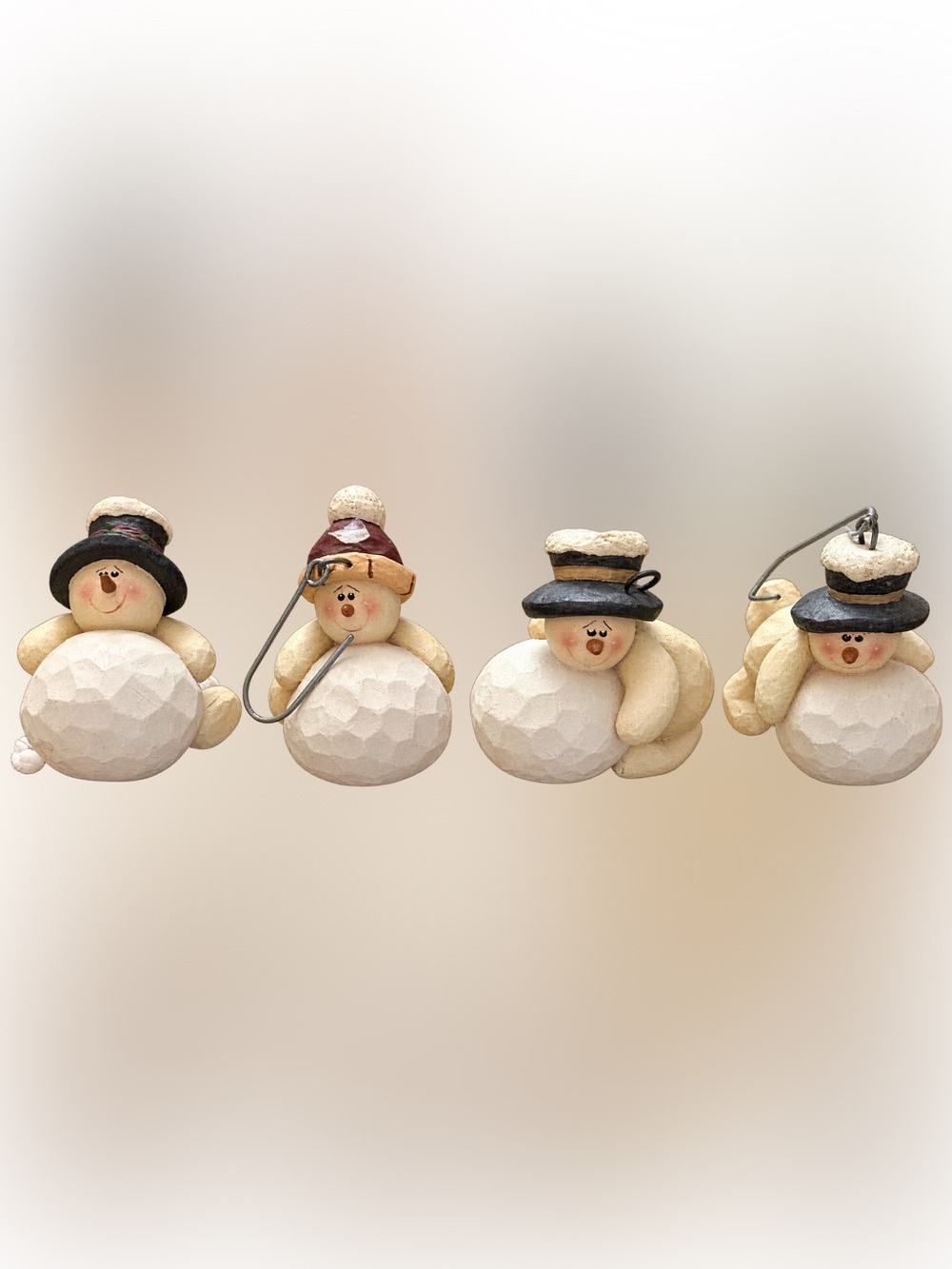 Handcrafted White Snowman Figurine Holiday Decor